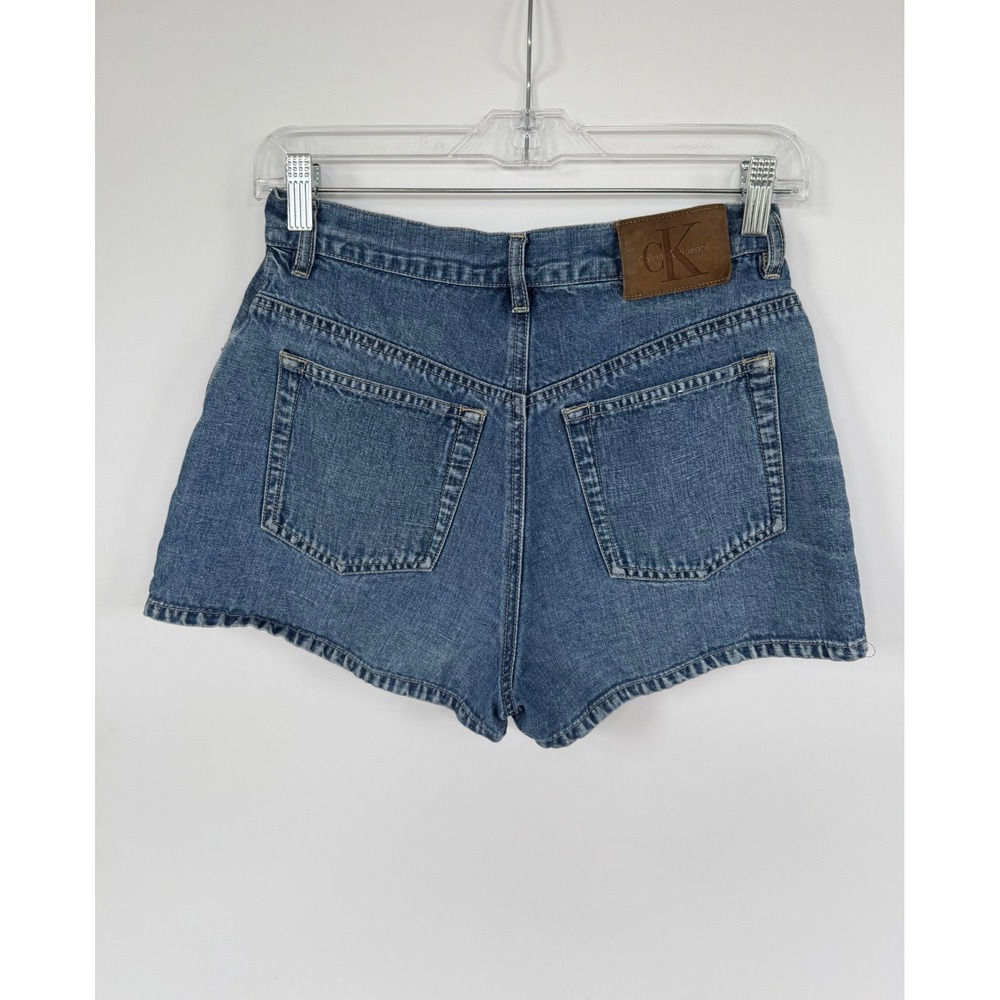 Calvin Klein High Rise Denim Jean Shorts Women's Size 8‎ Blue Cotton Linen Retro